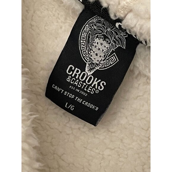 Crooks & Castles Sherpa Fleece Zip Hoodie Jacket Hood Winter Snowboard Men's L - Picture 8 of 14